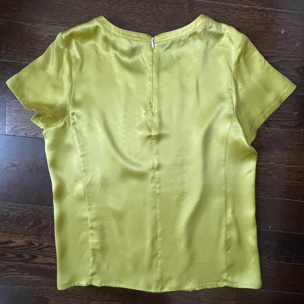 Stunning Emanuel Berg Citrine Yellow 100% Silk Short Sleeve Blouse-8 - Picture 3 of 9